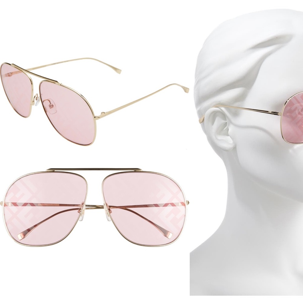 FENDI 64mm Oversized Lenticular Aviator sunglasses